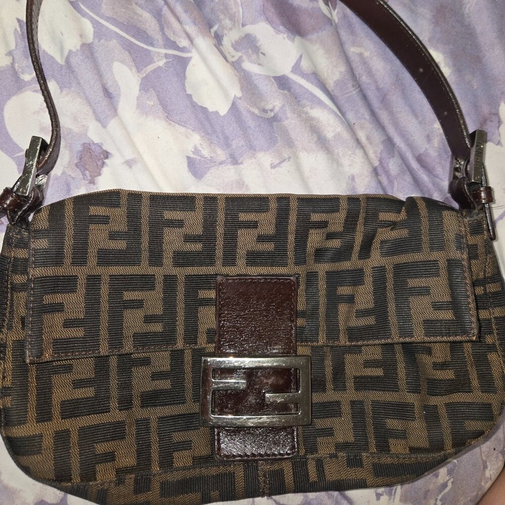 Fendi FF Zucca Logo Small Baguette Bag